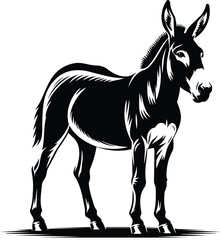 Proud Mule Standing Silhouette Vector Illustration