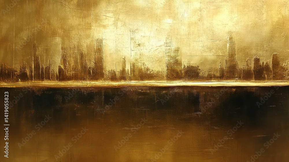 Aufkleber Minimalistic Gold Abstract Texture with Metallic Sheen and Horizontal Composition