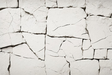 White cracked wall background. Cracked wall texture.  Damaged wall texture. Cracks in a wall.