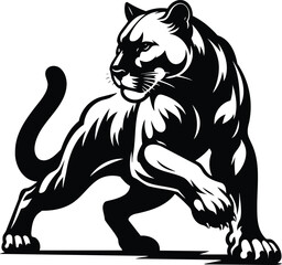 Puma silhouette poised mid stride with muscular tension