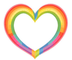Obraz premium Whimsical Illustration, A Cozy Rainbow Heart Symbolizing Love, Hope, and Inclusivity, Spreading Joy and Positivity through its Vibrant and Harmonious Colors