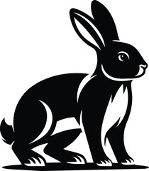 Rabbit silhouette standing alert with perked ears