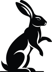Rabbit silhouette standing alert with perked ears in modern style