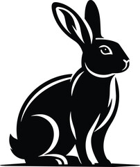 Alert rabbit silhouette in a modern illustration style