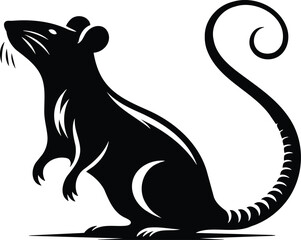 Rat silhouette standing alert with sinuous tail vector symbol