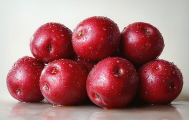 Raw red potatoes fresh whole unpeeled group isolated on white background