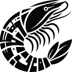 Shrimp Silhouette Curving its Tail in Swimming Motion