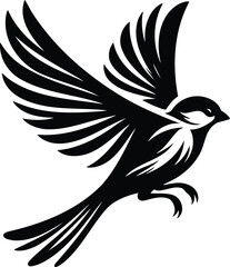 Sparrow in graceful flight vector silhouette