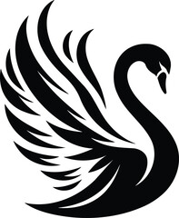 Elegant swan silhouette forming heart shape in modern style