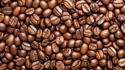 Obraz premium Extreme close up shot showcasing the intricate surface texture and details of freshly roasted coffee beans A rich earthy