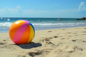 colorful beach ball on the beach