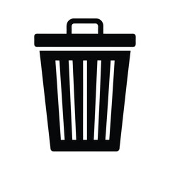 Trash Can Stencil Icon Silhouette Vector Illustration