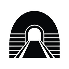 Tunnel Stencil Icon Silhouette Vector Illustration