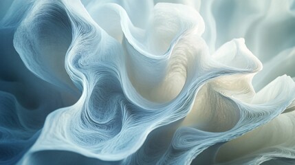 Floating paper-like textures rotating slowly in symmetric flow