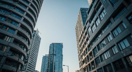 Obraz premium Modern City Buildings Low Angle View