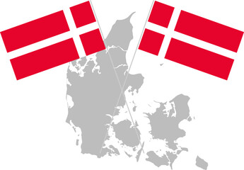 Denmark Country Map And Flag Design