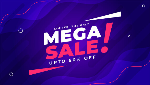 mega sale offer banner get 50 percent off for limited time