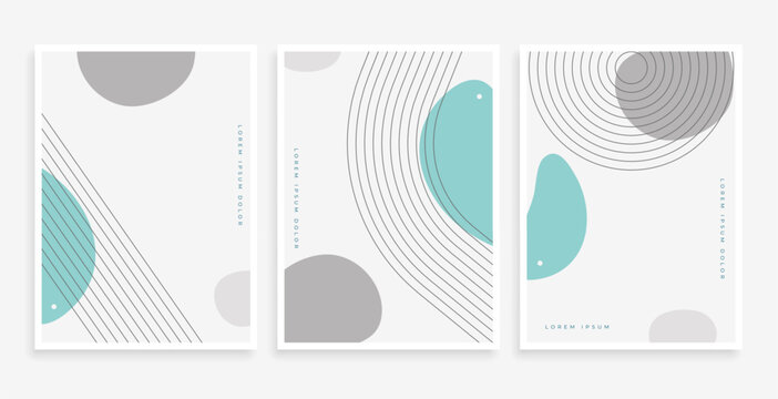 Fototapeta retro style boho pattern poster with abstract lines in set