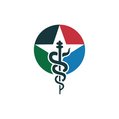 Medical Logo with Caduceus and Multicolored Star
