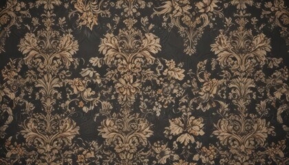 Fototapeta premium Elegant floral damask wallpaper, intricate seamless pattern, repeat, motif, decorative