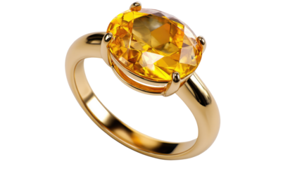 Golden Citrine Ring: A stunning oval-cut citrine gemstone, radiant and rich in color, is showcased in a sophisticated gold setting. The ring's elegance is captivating.