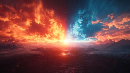 Naklejka premium Split screen dual-color pulses syncing slowly