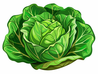 A high-quality vector illustration of a leafy head of lettuce with wrinkled green layers and fresh texture, isolated on a white background
