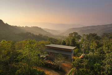 Mountain view with morning light