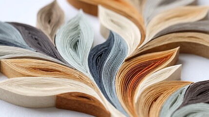 Intricate Paper Art Abstract Floral Design in Earthy Tones Close up View