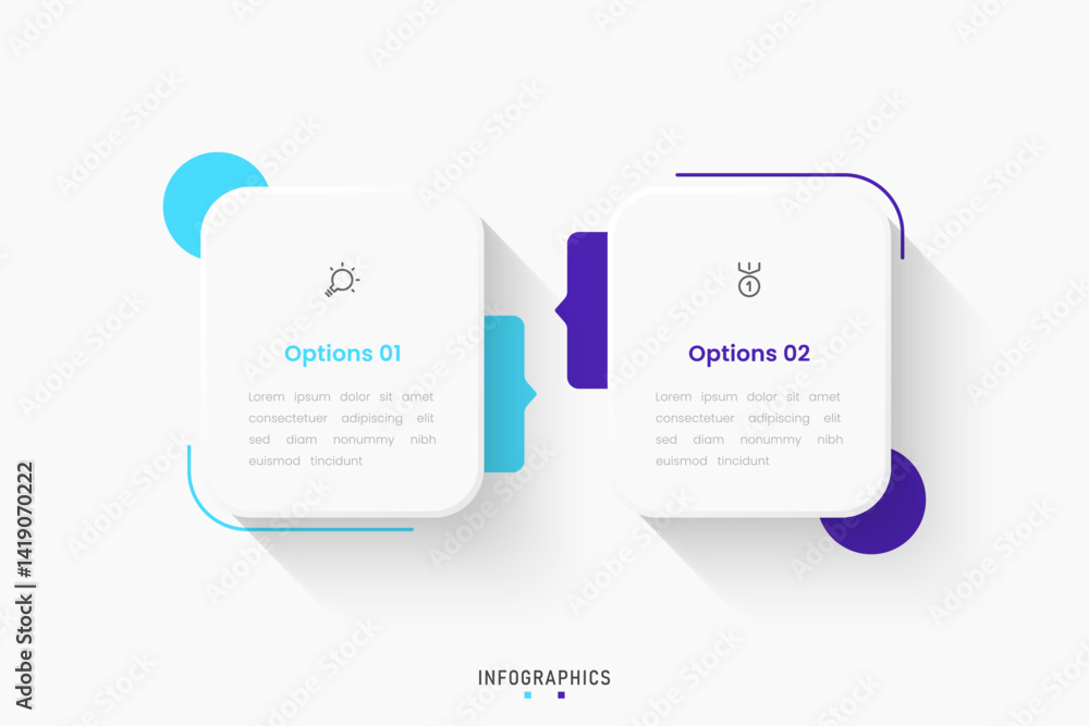 Wall mural vector infographic label design template with icons and 2 options or steps. can be used for process 