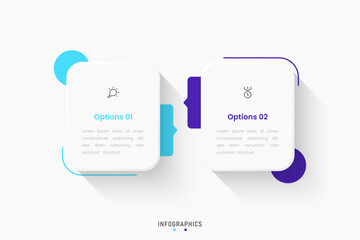 Vector Infographic label design template with icons and 2 options or steps. Can be used for process diagram, presentations, workflow layout, banner, flow chart, info graph.