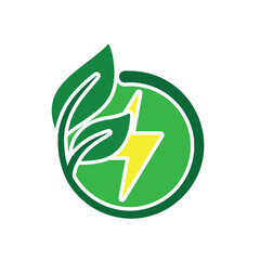 sustainable icon. green energy vector. plant and lightning symbol. reuse, recycle, net zero, green energy, eco friendly concept. Solid design style