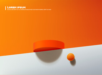 3d rendering, Abstract minimal orange color stage for product display present background, vector illustrator.