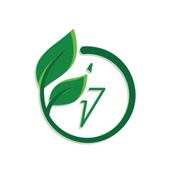 sustainable icon. green energy vector. plant and lightning symbol. reuse, recycle, net zero, green energy, eco friendly concept. Mixed design style