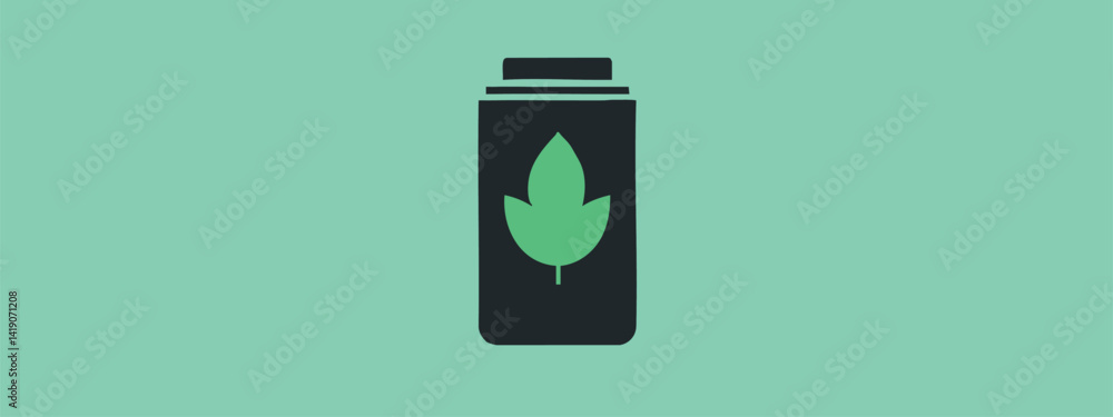 Aufkleber minimalistic icon of a container featuring a leaf emblem on a soft green background symbolizing natu