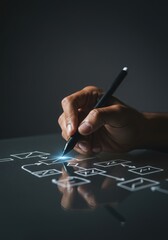  Hand Drawing Flowchart Icon On Light Surface Interface 