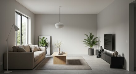 Fototapeta premium Modern Minimalist Living Room Interior Design