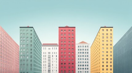 Fototapeta premium Colorful Cityscape Modern Architecture Urban Design Building Facades