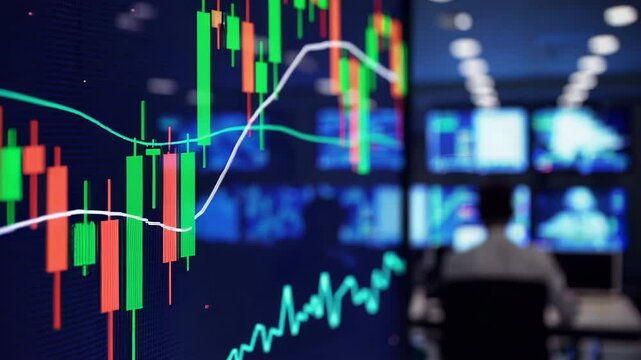S&P 500 Index Reaches Record High with Glowing Stock Market Charts and Bullish Financial Visualization