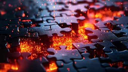 Obraz premium Puzzle pieces falling into place smoothly