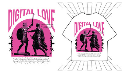 typography slogan greek statue and skull  graphic vector illustration in grunge style, t shirt design, vector graphic, t shirts streetwear and urban style