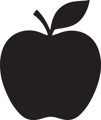 Black Apple Vector – Minimal Silhouette Fruit Icon, Flat Style Illustration