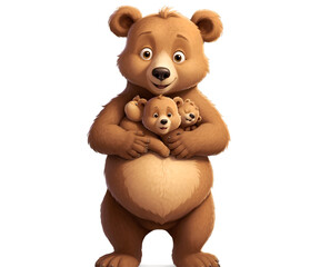 Obraz premium Wholesome illustration capturing the loving embrace of a father bear tenderly hugging his adorable cub, embodying themes of family, warmth, and heartwarming affection