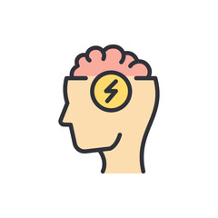 Brainstorming colored icons, minimalist vector illustration ,simple transparent graphic element .Isolated on white background