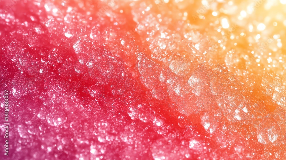 Poster closeup of glistening red and orange ice crystals creating a vibrant textured background perfect for