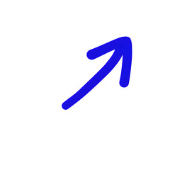  Blue Curved Arrow Pointing Up Right, Simple Directional Graphic Isolated on Transparent Background
