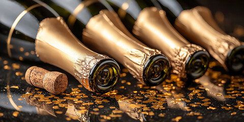 open champagne bottles confetti