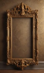 Intricate vintage frames on luxurious damask, rich textures ,  rococo,  Victorian