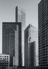 Obraz premium Monochrome Cityscape of Tall Skyscrapers