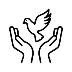 Peace dove flying from hands vector illustration design for freedom hope and harmony concept